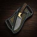 Ponderosa Cowboy Knife | Green Pine Cone Handle | Damascus Blade with Crossdraw Sheath