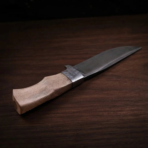 D2 Semi-Tang Hunting Knife with Lacewood Handle