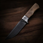 D2 Semi-Tang Hunting Knife with Lacewood Handle