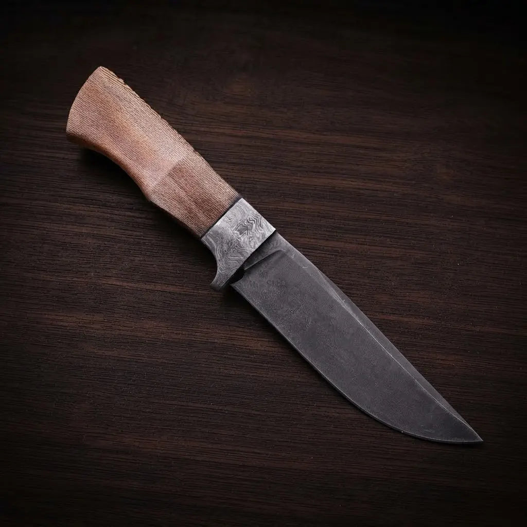 D2 Semi-Tang Hunting Knife with Lacewood Handle