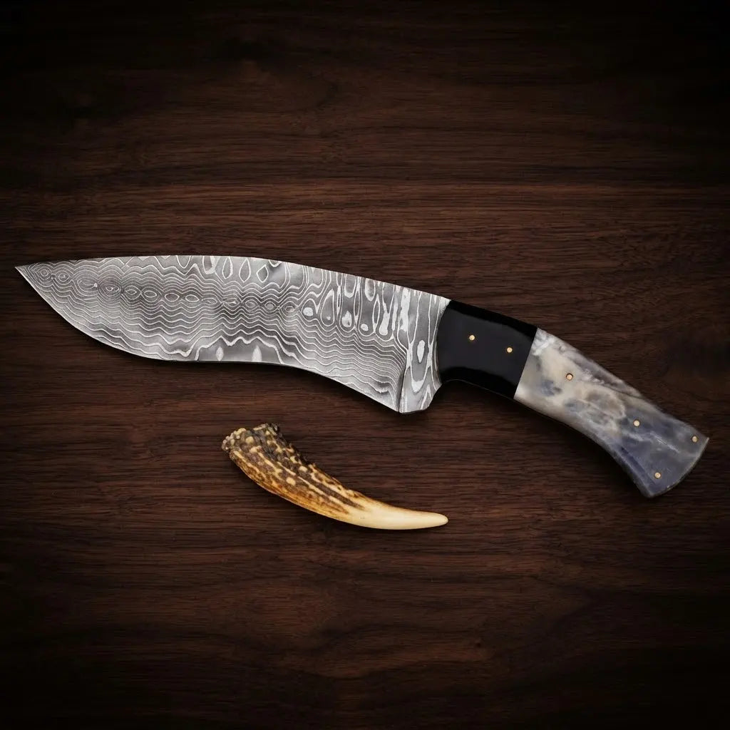 Damascus Kukri Bowie Knife