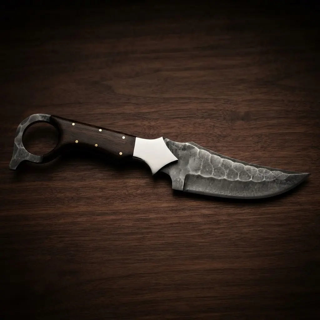 Custom Ringtail Hunting Knife – D2 Blade with Maple leaf Engraved sheath
