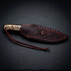 Custom Damascus Hunting Knife with Wolf Engraved Handle – Full Tang Hunter Knife