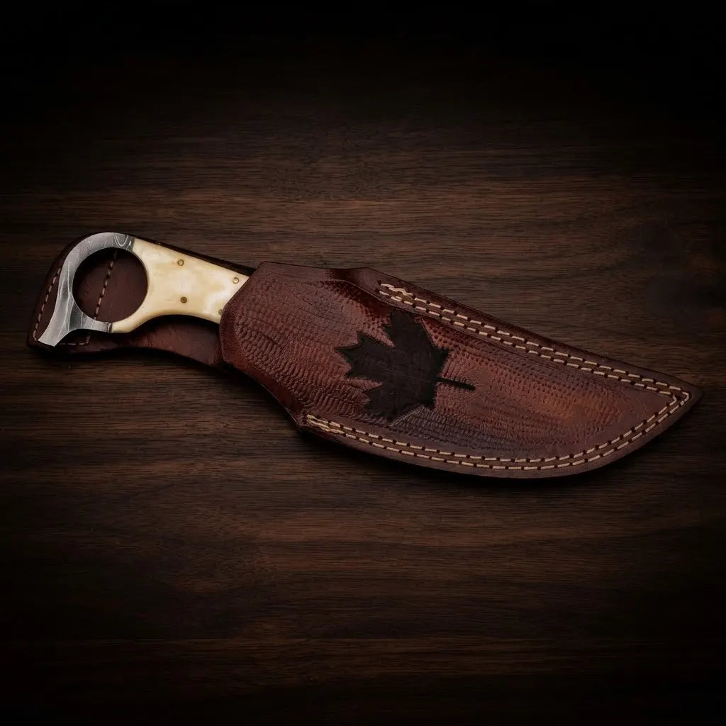 Custom Ringtail Hunting Knife – Stainless Damascus Blade