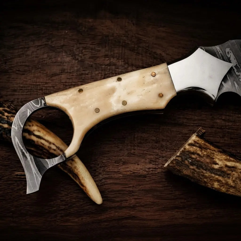 Custom Ringtail Hunting Knife – Stainless Damascus Blade